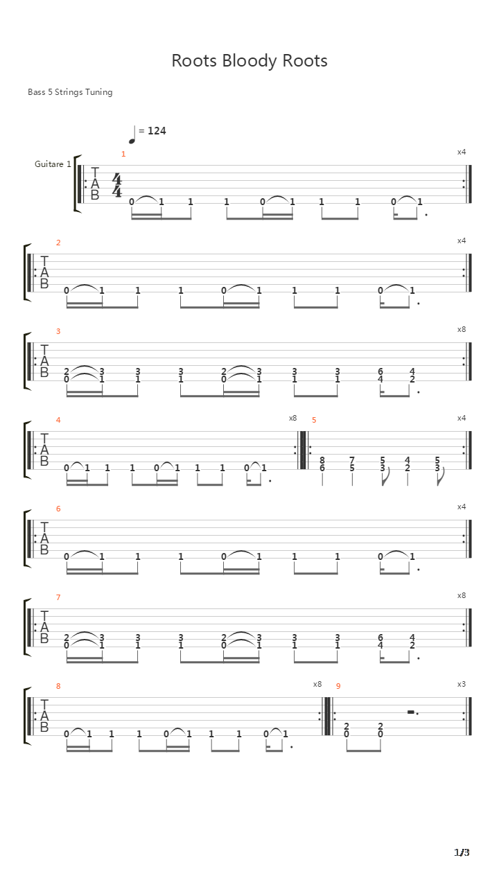 Roots Bloody Roots吉他谱