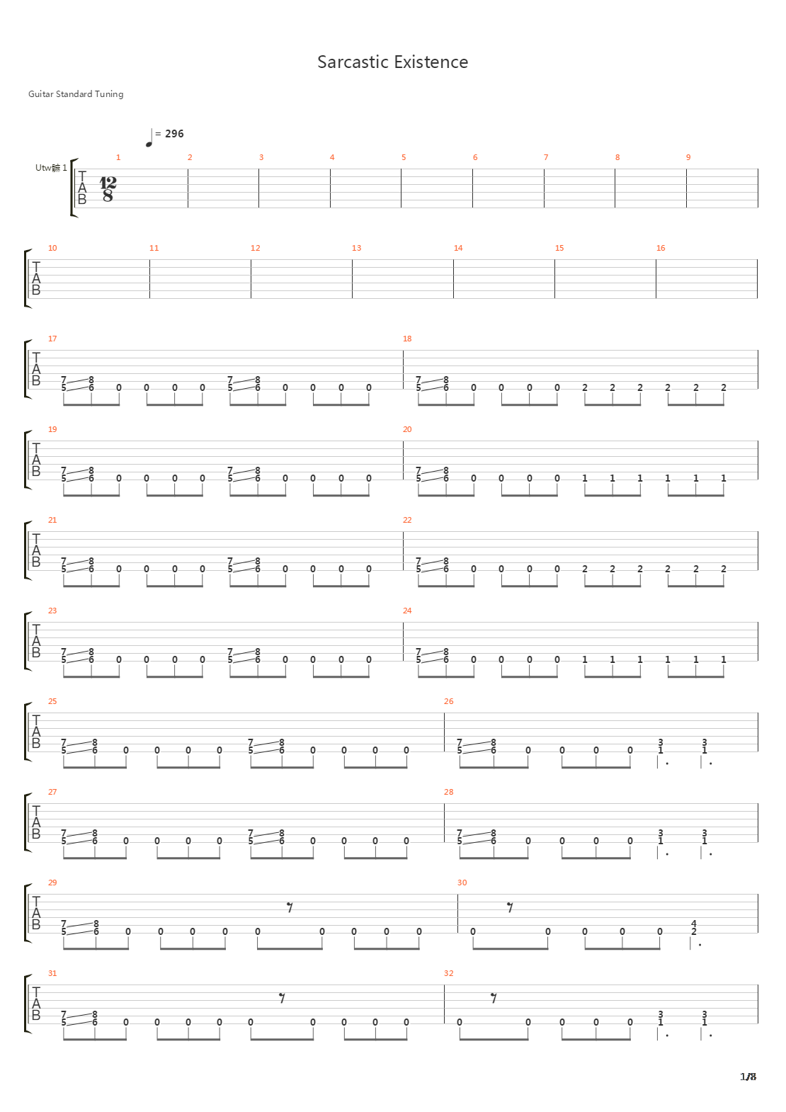 Sarcastic Existence吉他谱