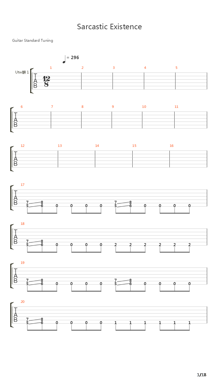 Sarcastic Existence吉他谱