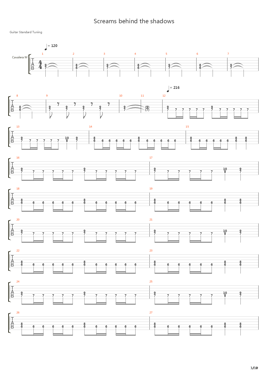 Screams Behind The Shadows吉他谱