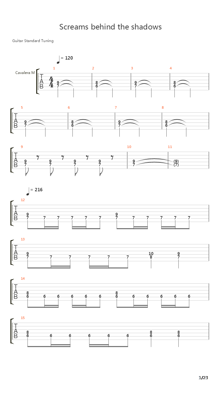 Screams Behind The Shadows吉他谱