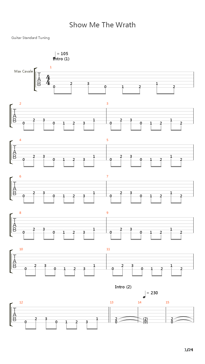 Show Me The Wrath吉他谱