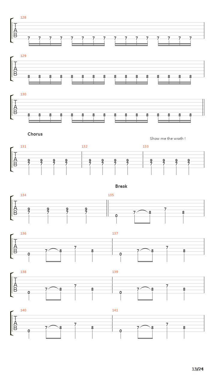 Show Me The Wrath吉他谱