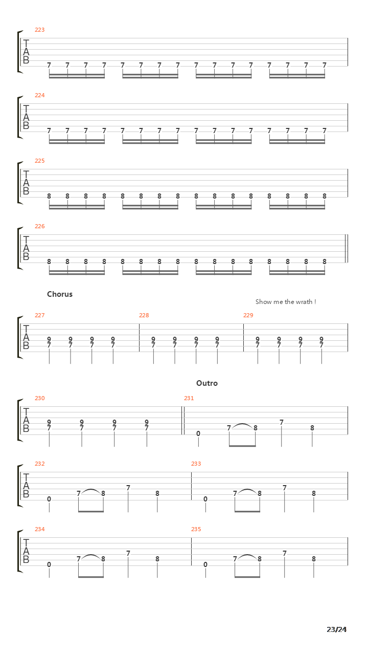 Show Me The Wrath吉他谱