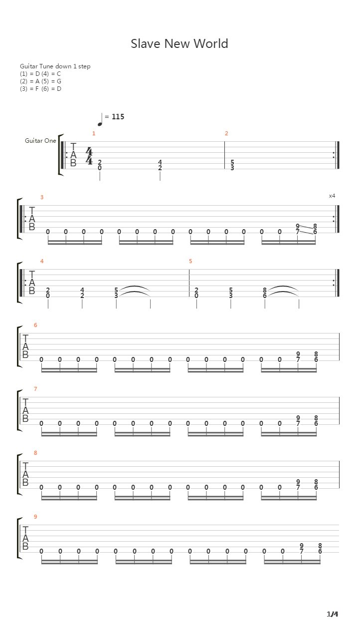 Slave New World吉他谱