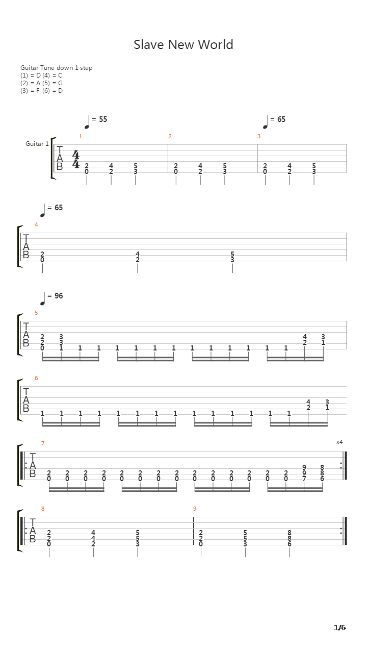 Slave New World吉他谱