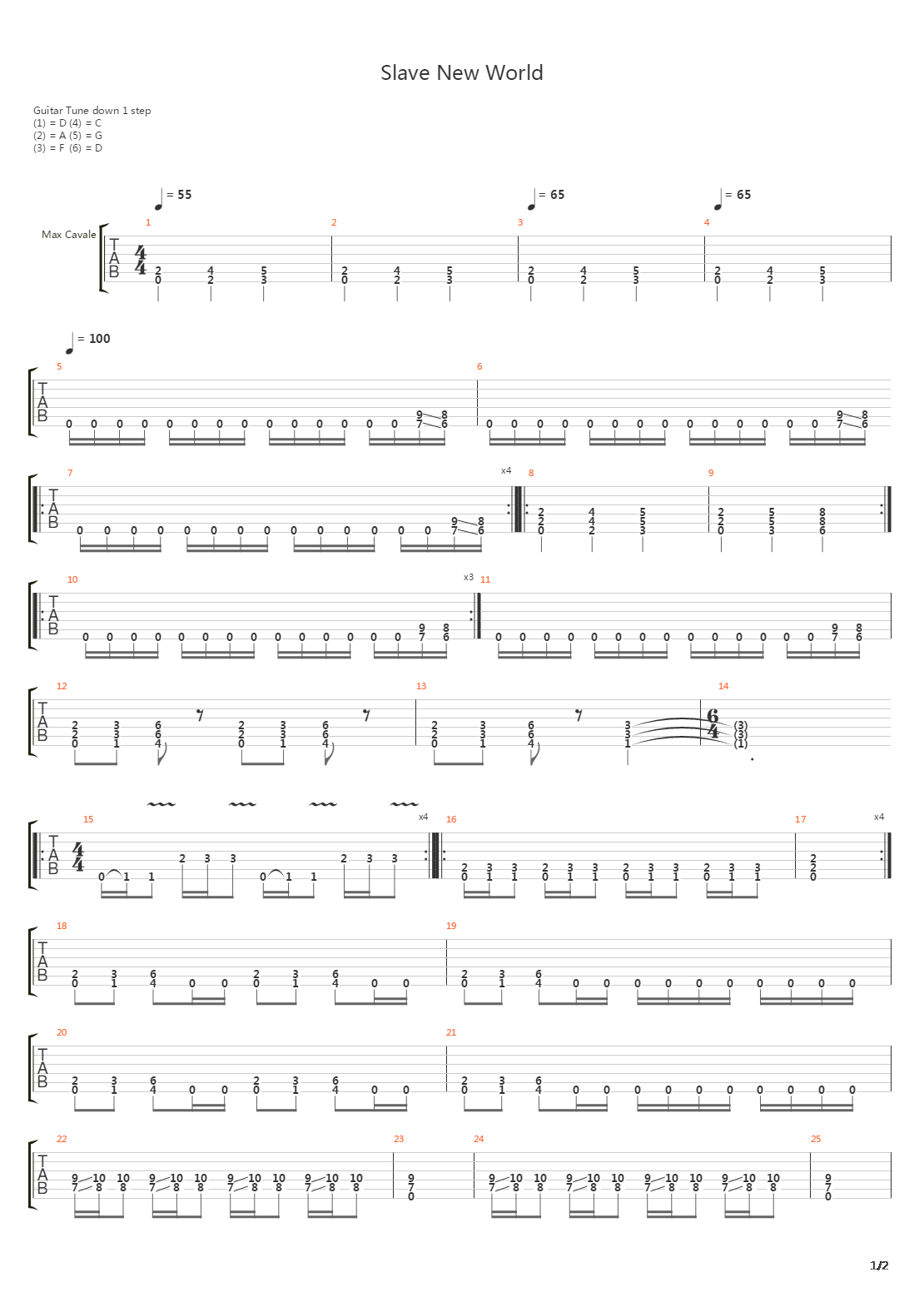 Slave New World吉他谱