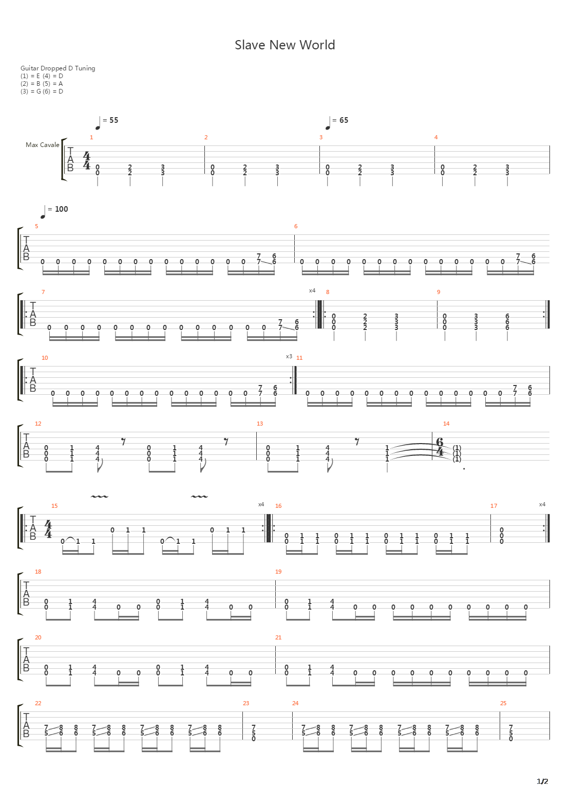 Slave New World吉他谱