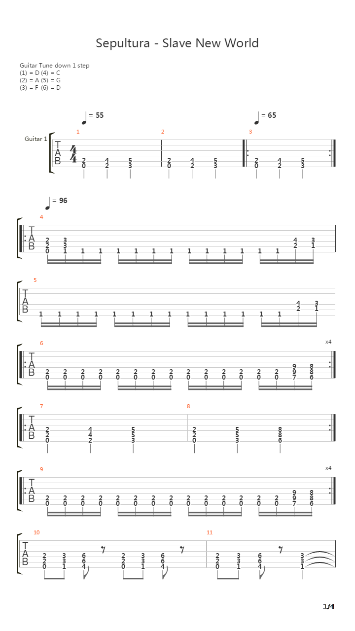 Slave New World吉他谱
