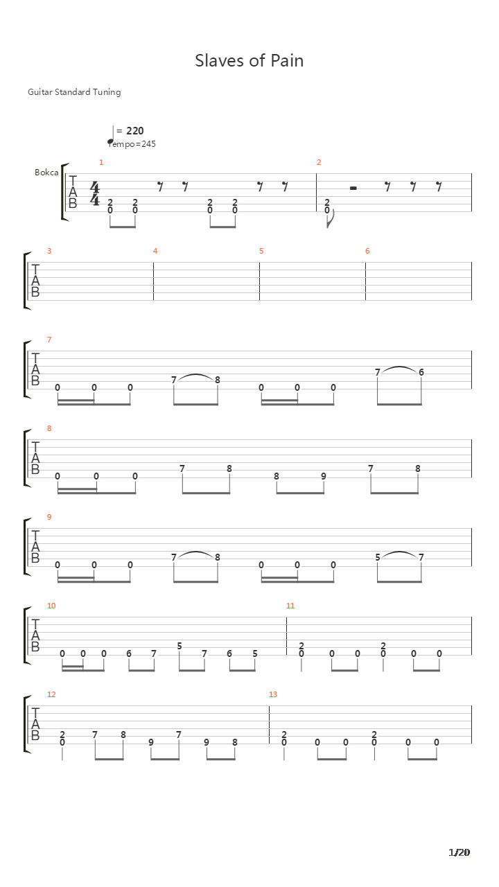Slaves Of Pain吉他谱