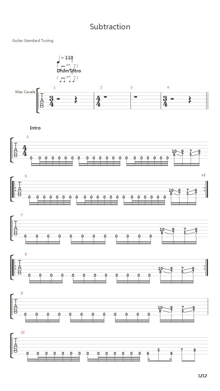 Subtraction吉他谱