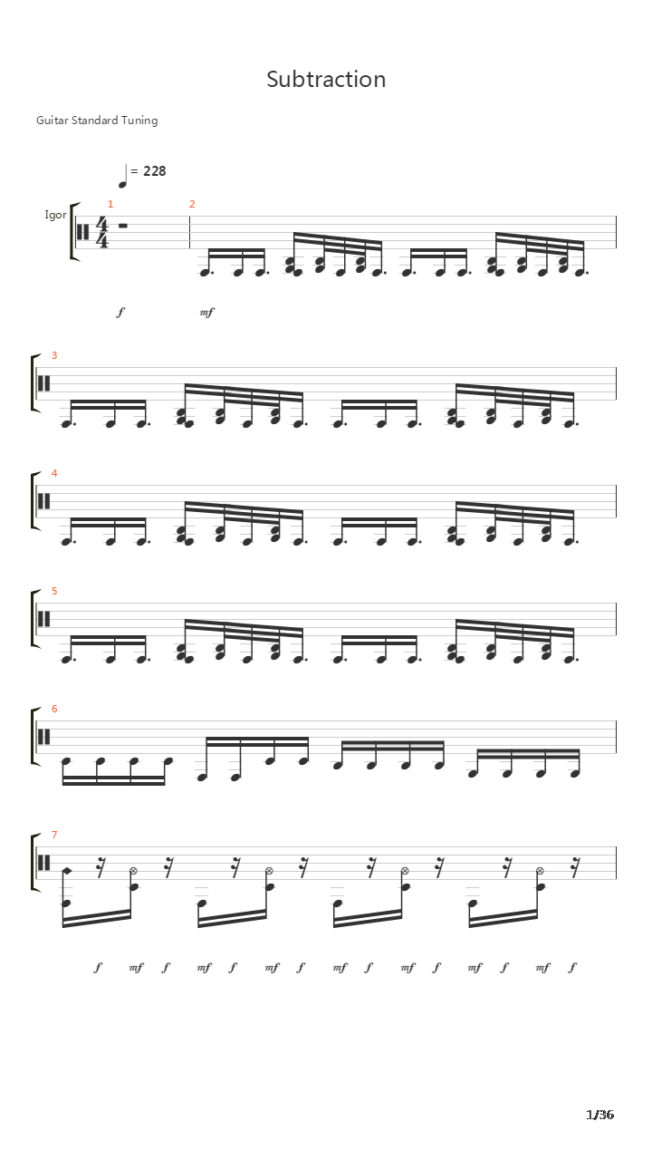 Subtraction吉他谱