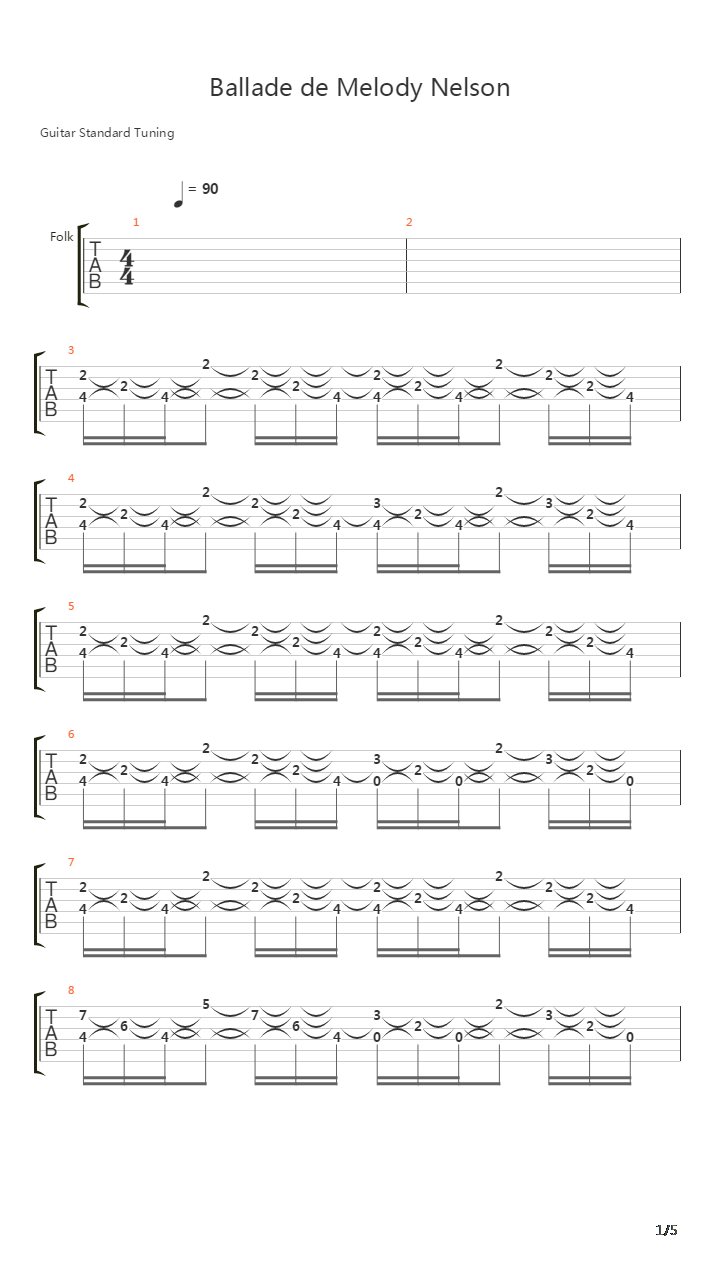 Ballade De Melody Nelson吉他谱
