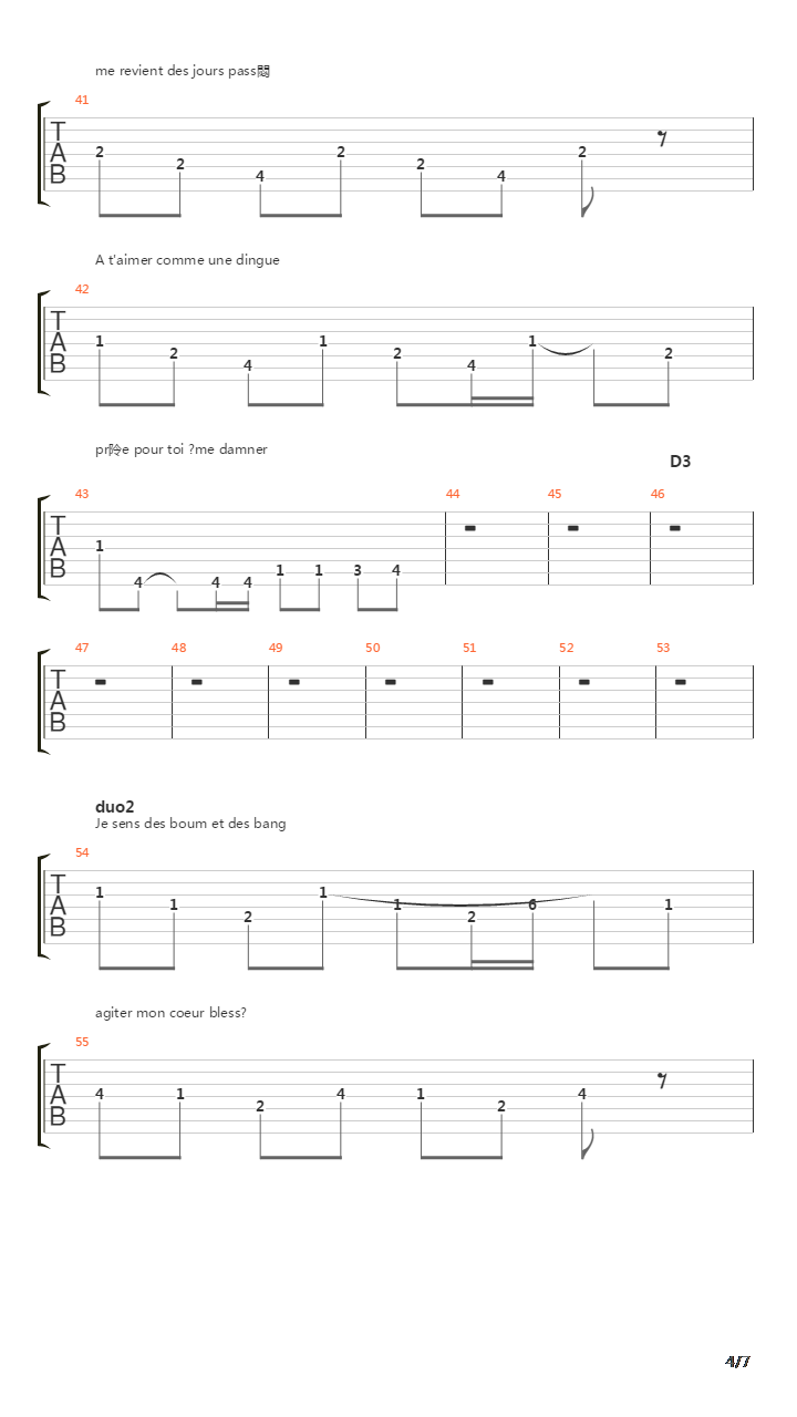 Comme Un Boomerang吉他谱