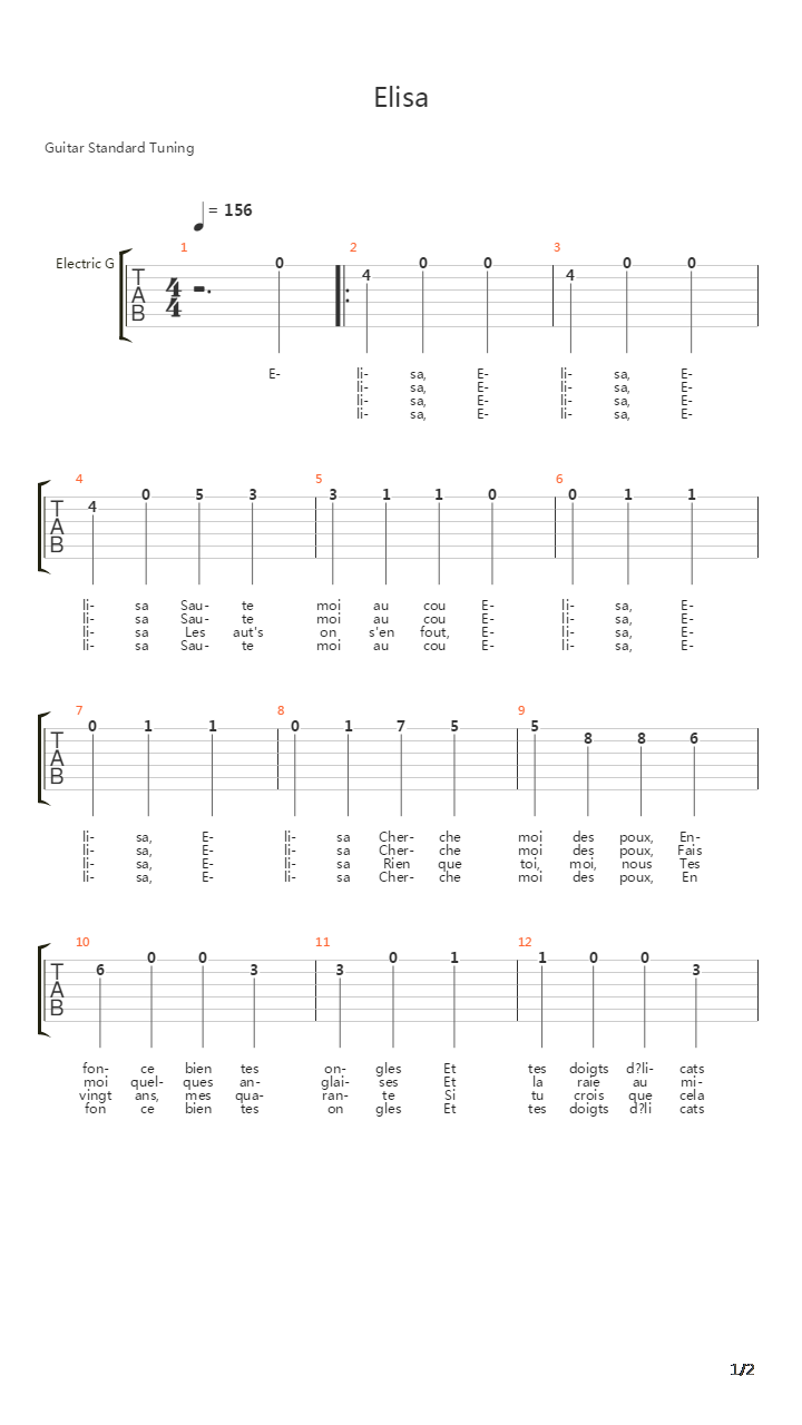 Elisa吉他谱