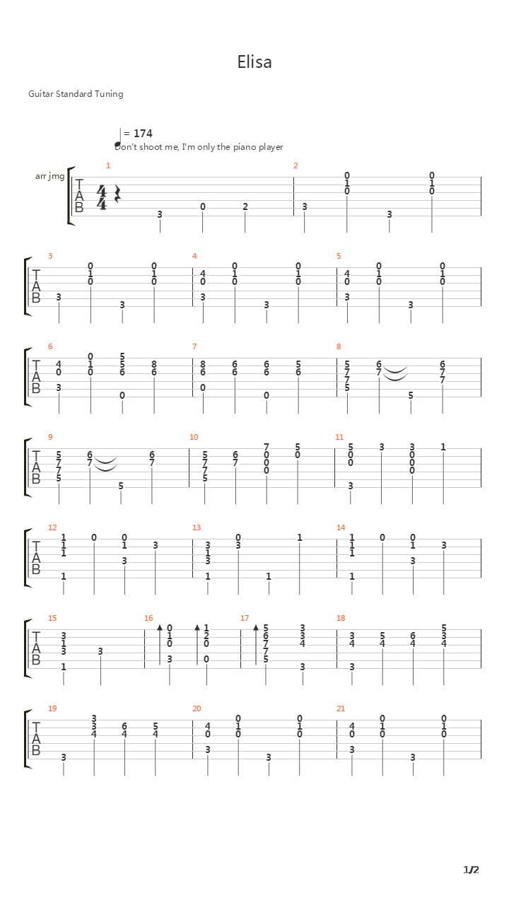 Elisa吉他谱