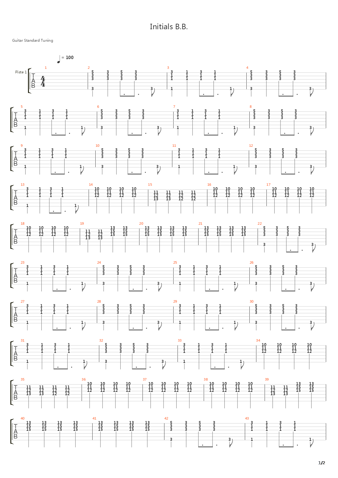 Initials Bb吉他谱