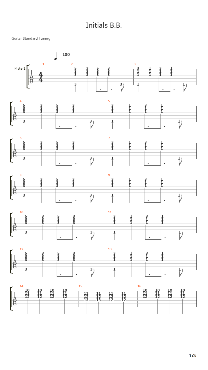 Initials Bb吉他谱
