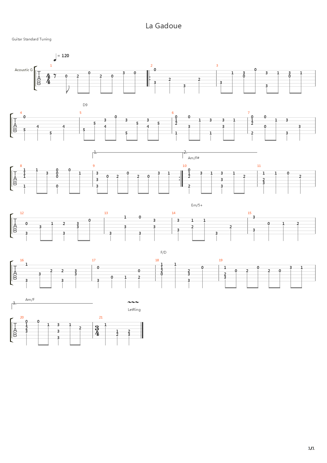 La Gadoue吉他谱