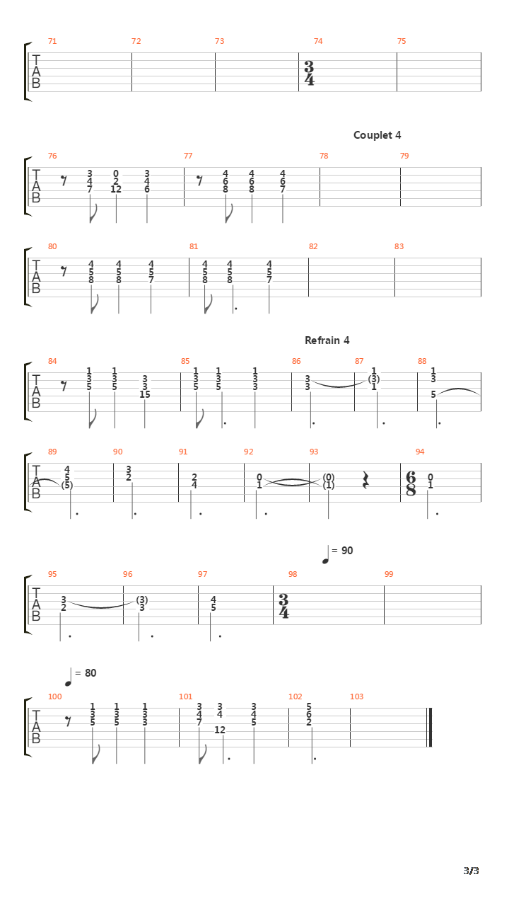 La Javanaise吉他谱