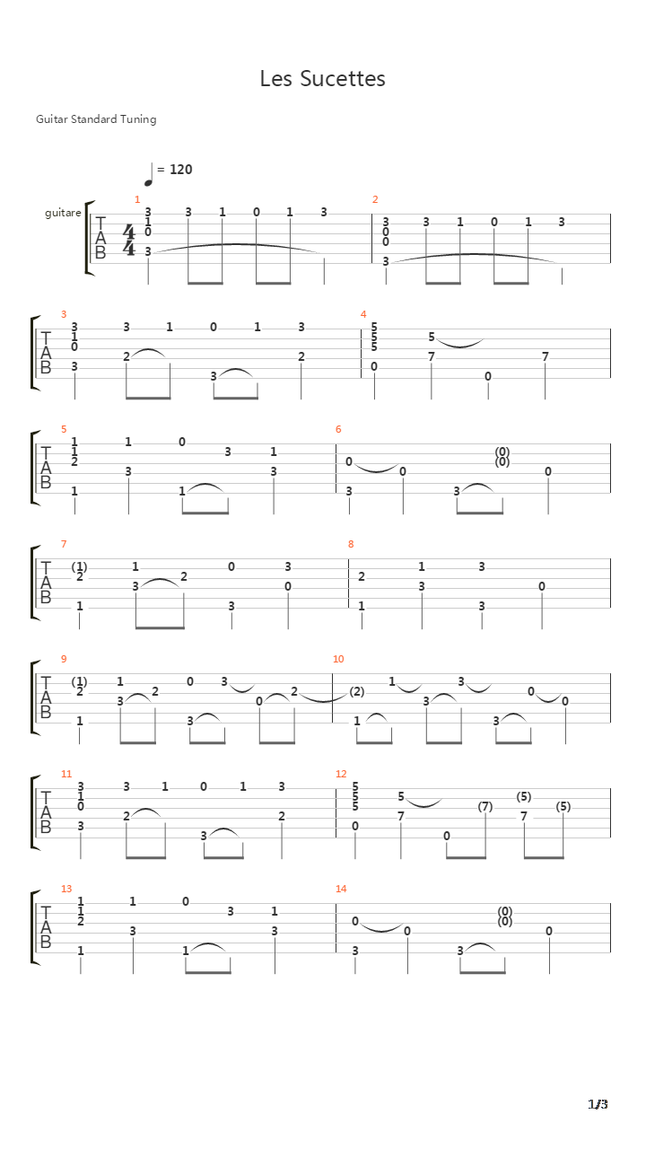 Les Sucettes吉他谱