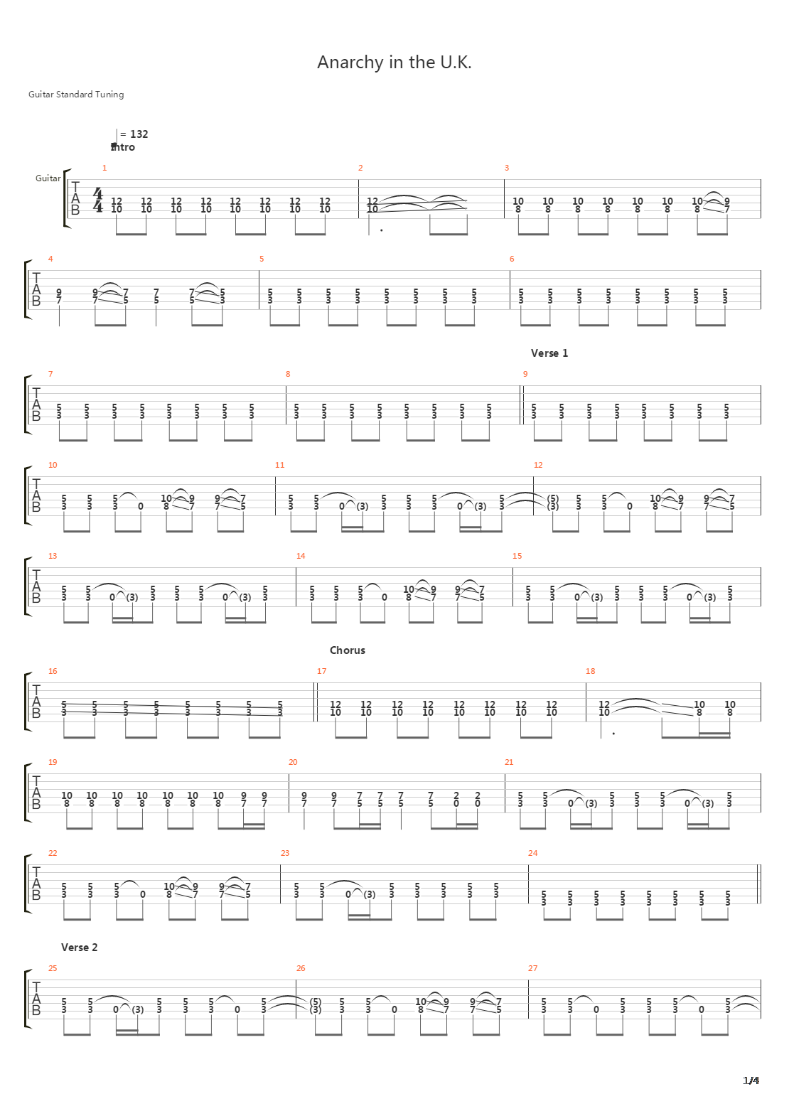 Anarchy In The Uk吉他谱