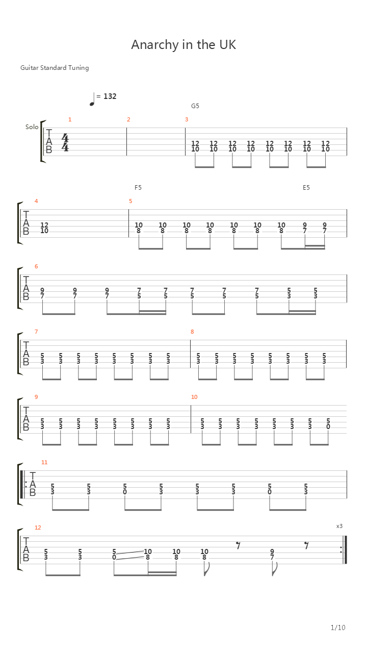 Anarchy In The Uk吉他谱