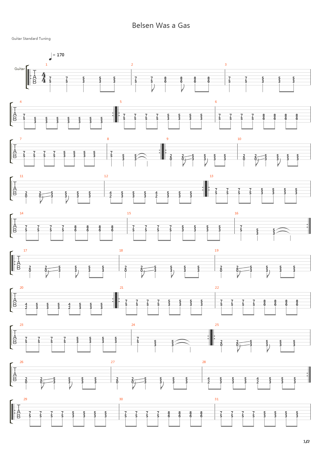 Belsen Was A Gas吉他谱