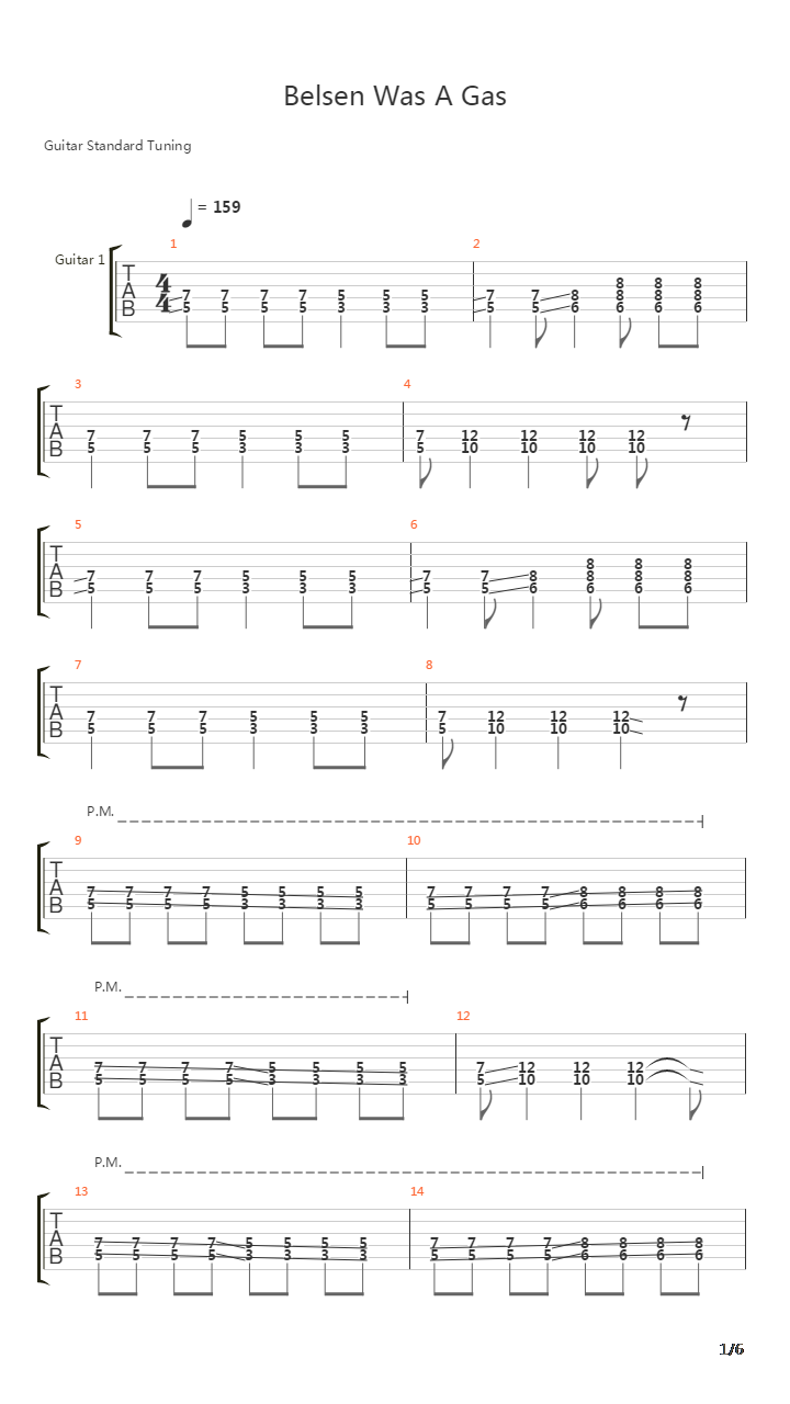 Belsen Was A Gas吉他谱