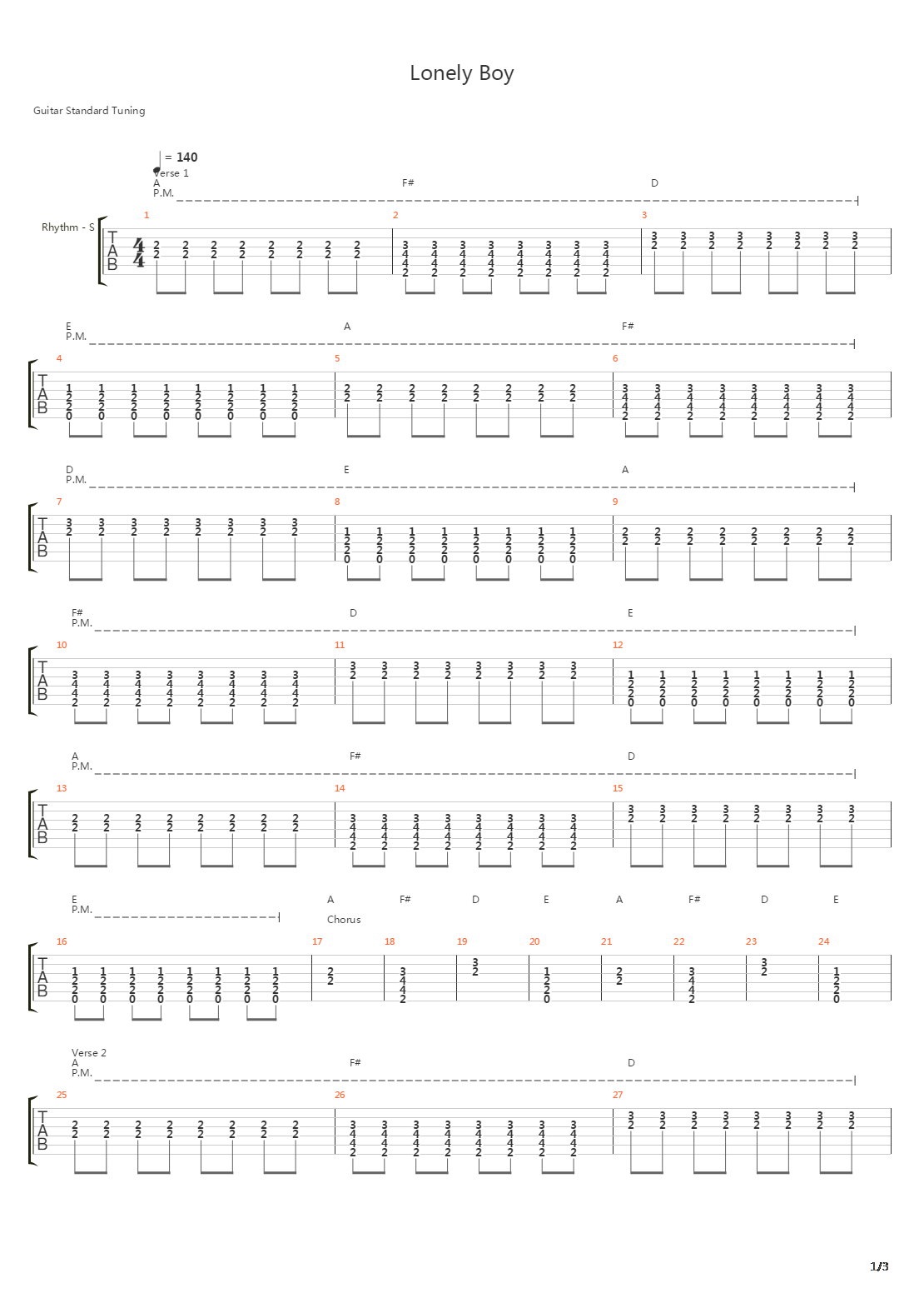 Lonely Boy吉他谱