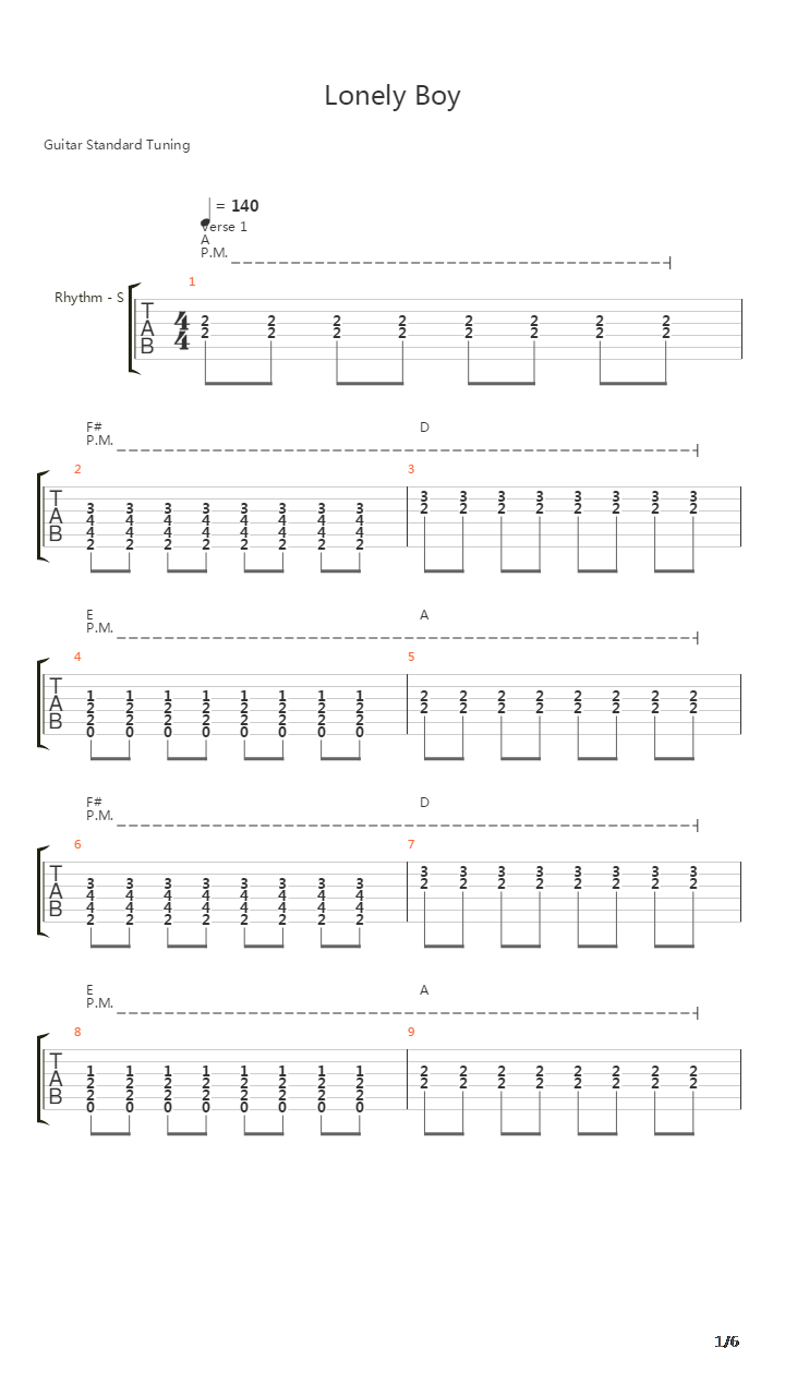 Lonely Boy吉他谱