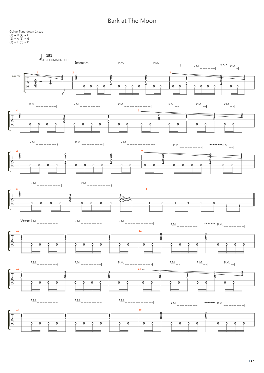 Bark At The Moon吉他谱