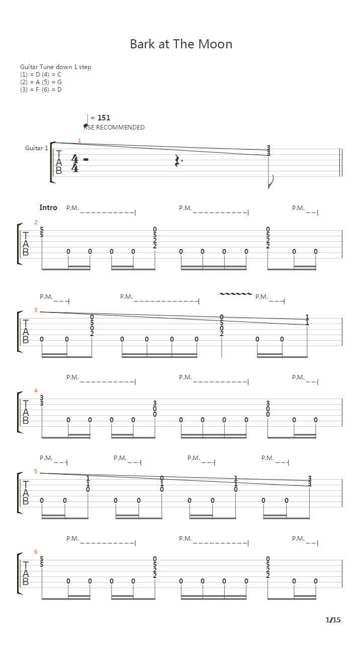 Bark At The Moon吉他谱