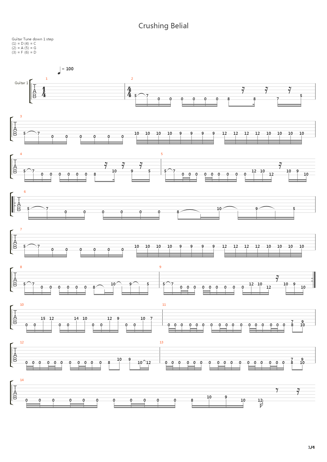 Crushing Belial吉他谱