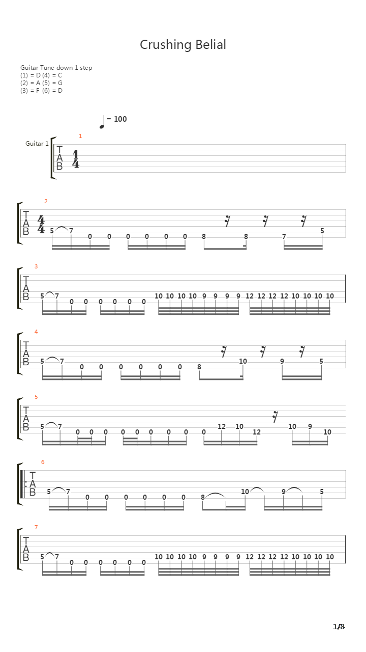 Crushing Belial吉他谱