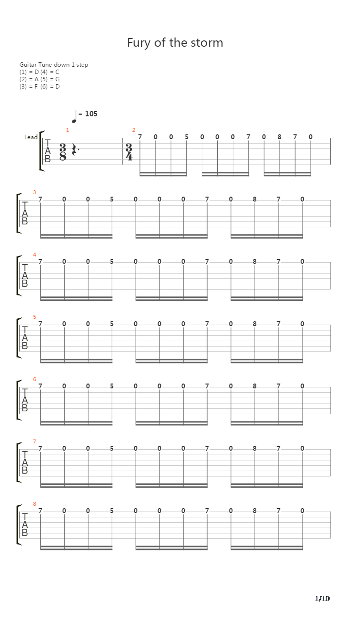 Fury Of The Storm吉他谱