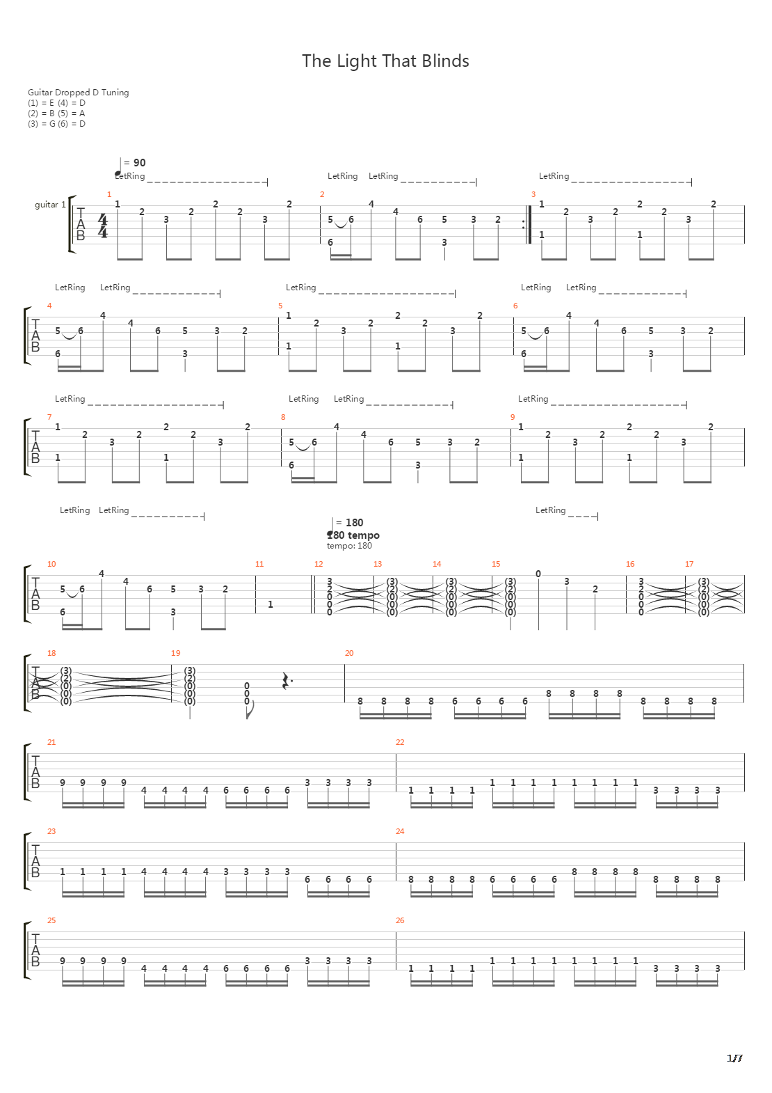 The Light That Blinds吉他谱