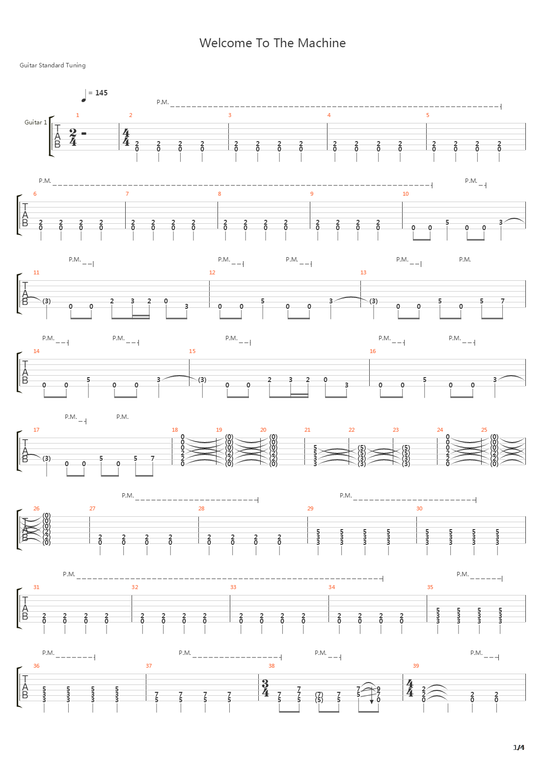 Welcome To The Machine吉他谱