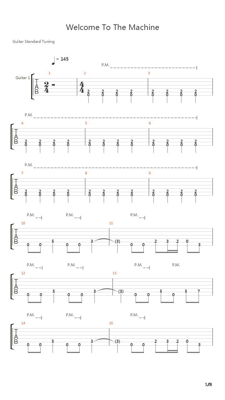 Welcome To The Machine吉他谱