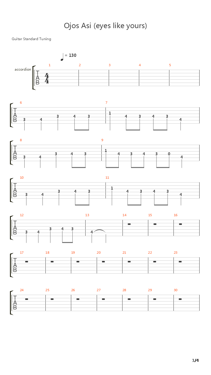 Ojos Asi Eyes Like Yours吉他谱