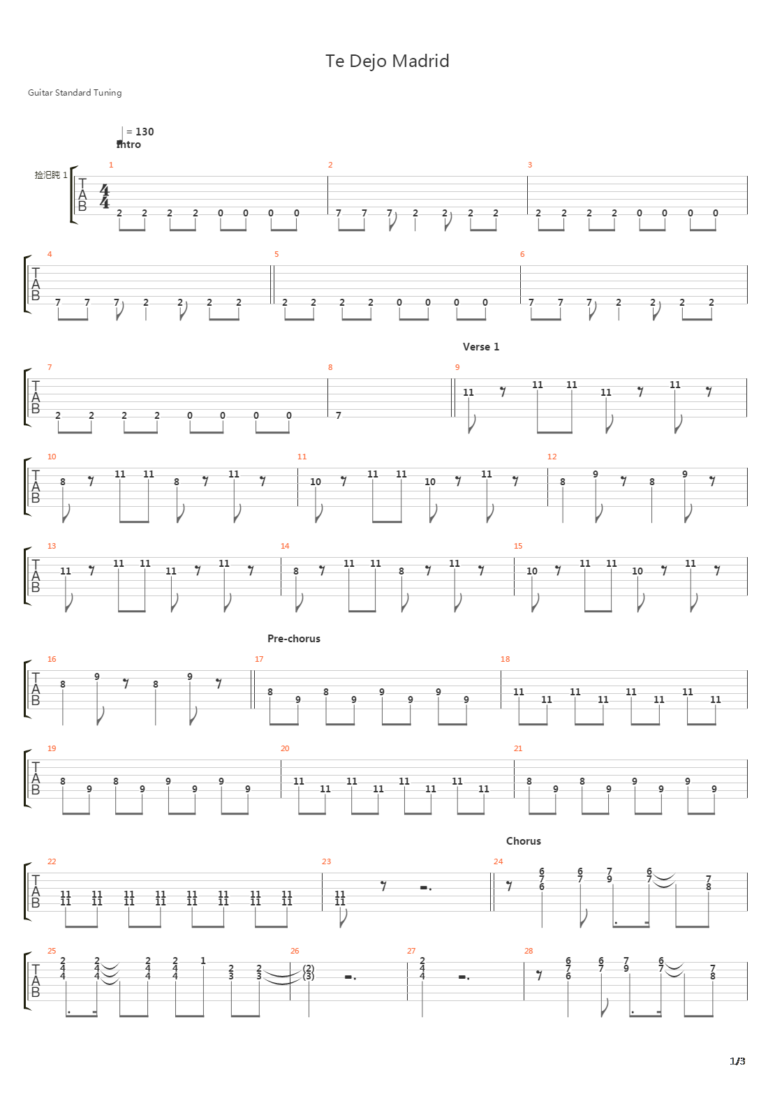 Te Dejo Madrid吉他谱