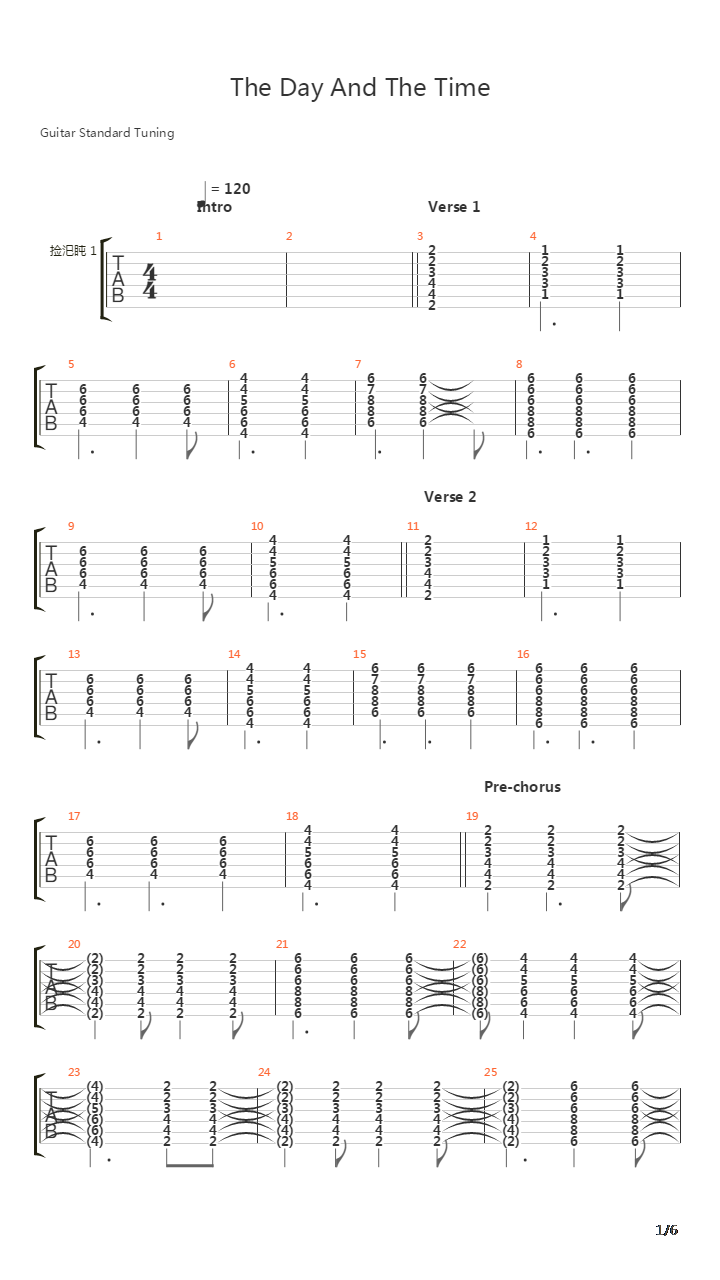 The Day And The Time吉他谱