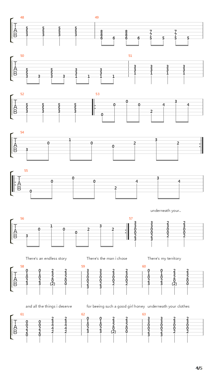 Underneath Your Clothes吉他谱