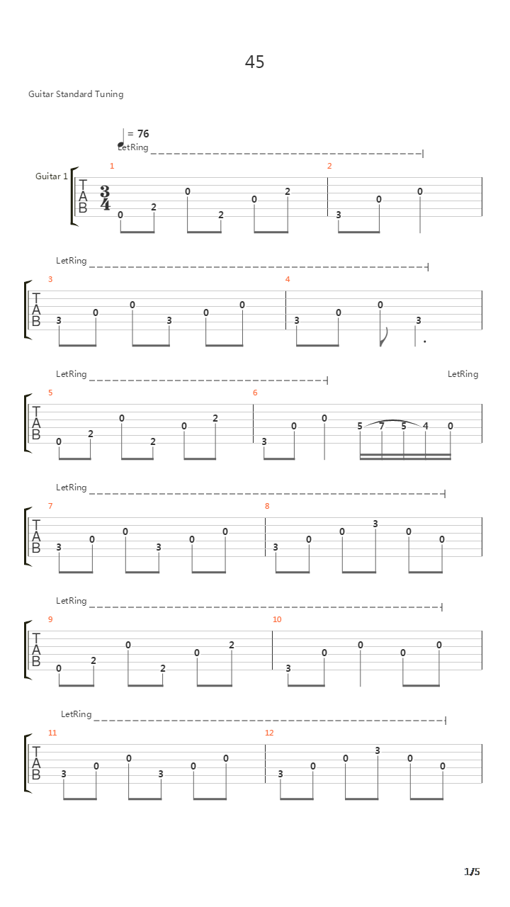 45吉他谱