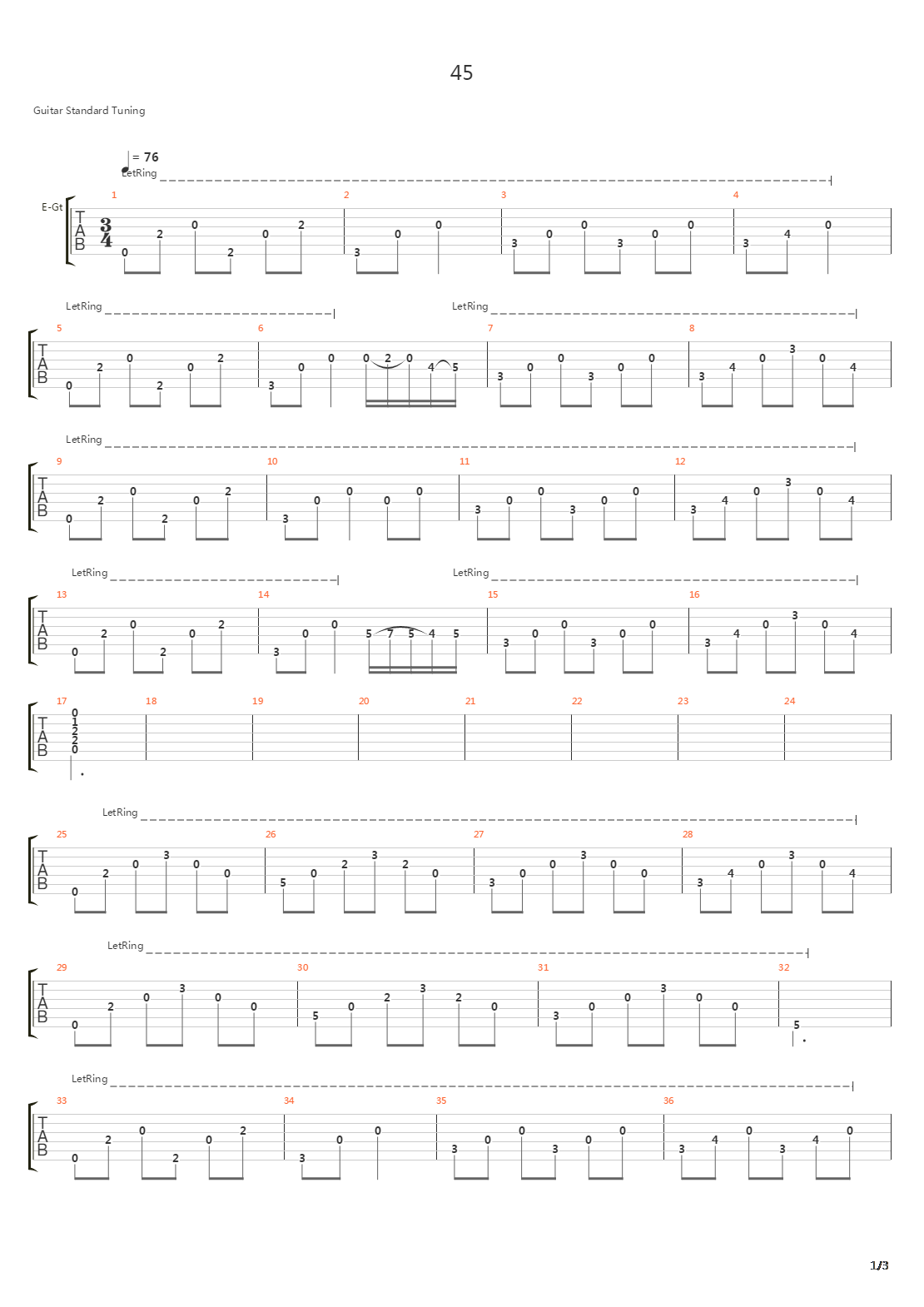 45吉他谱