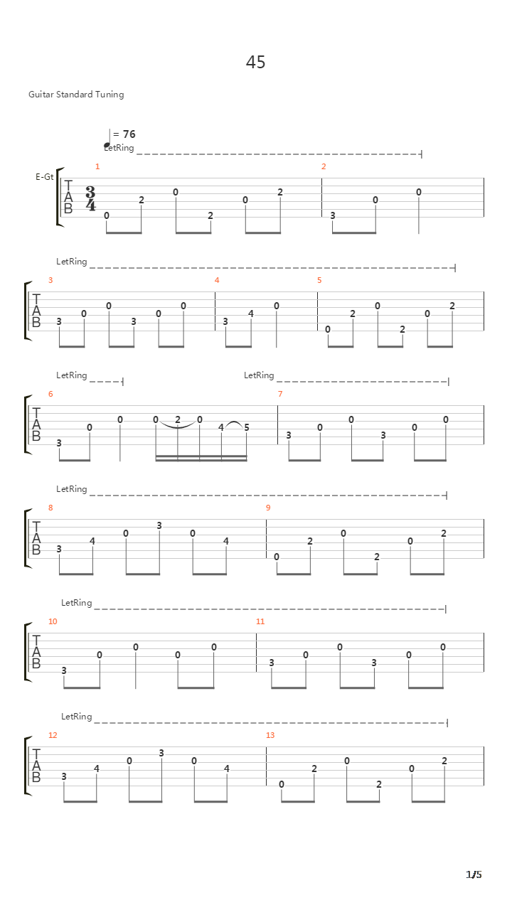 45吉他谱