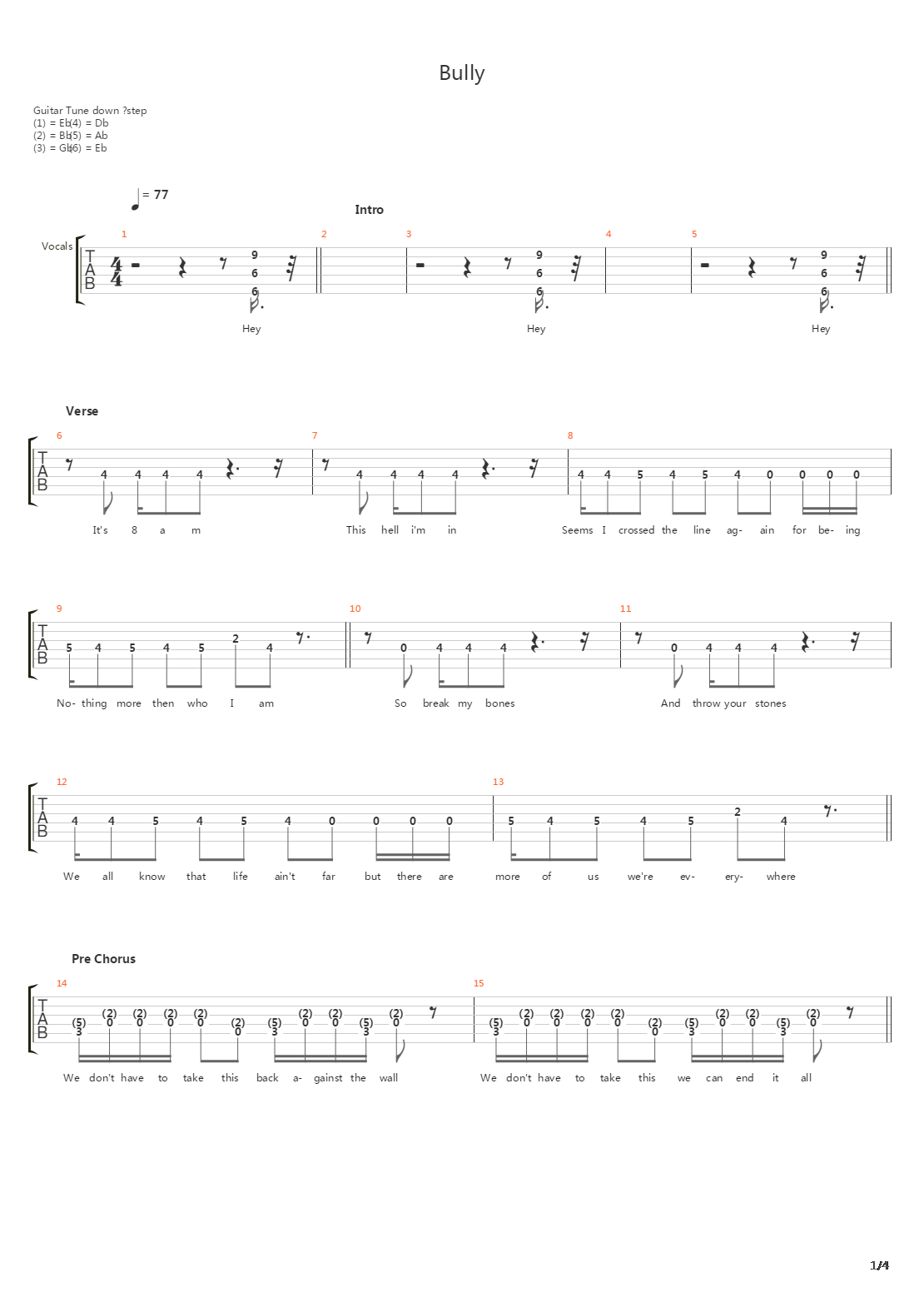 Bully吉他谱