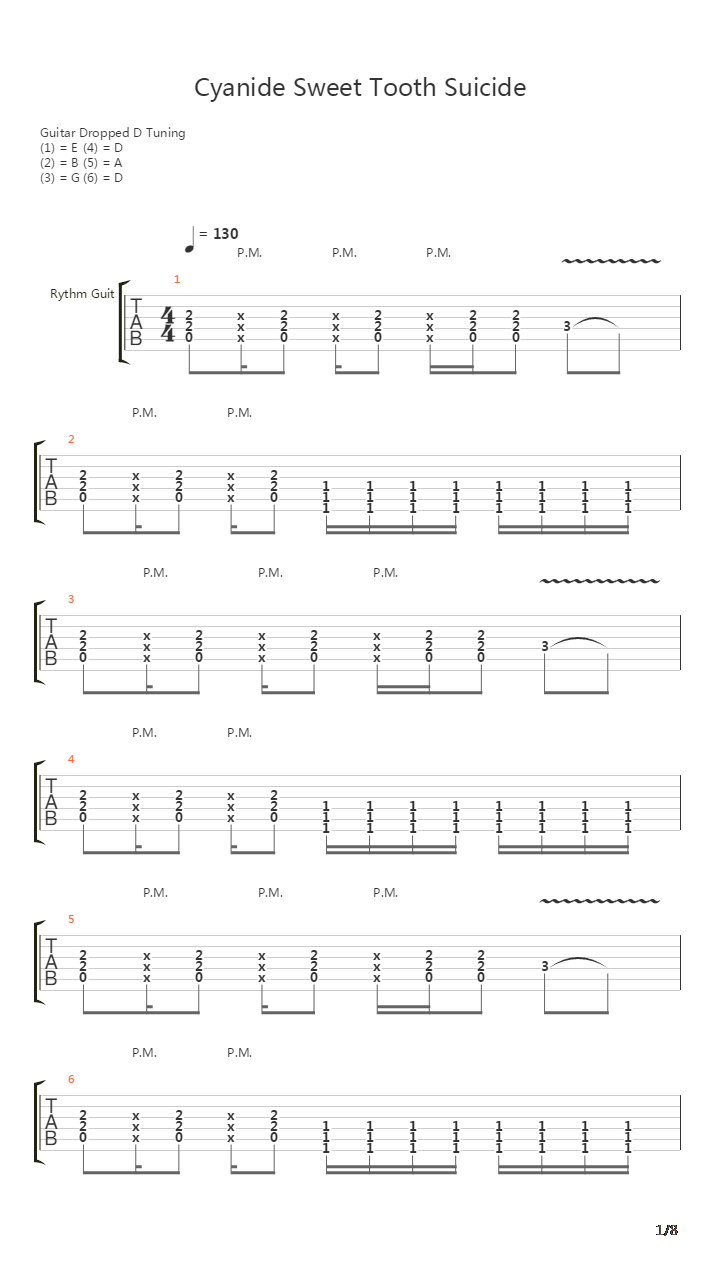 Cyanide Sweet Tooth Suicide吉他谱