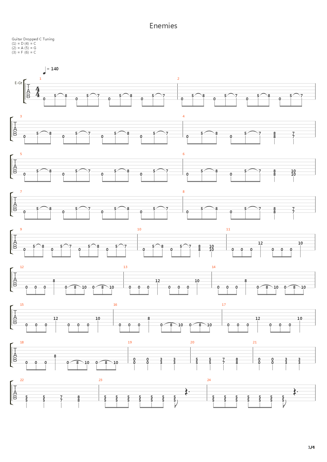 Enemies吉他谱