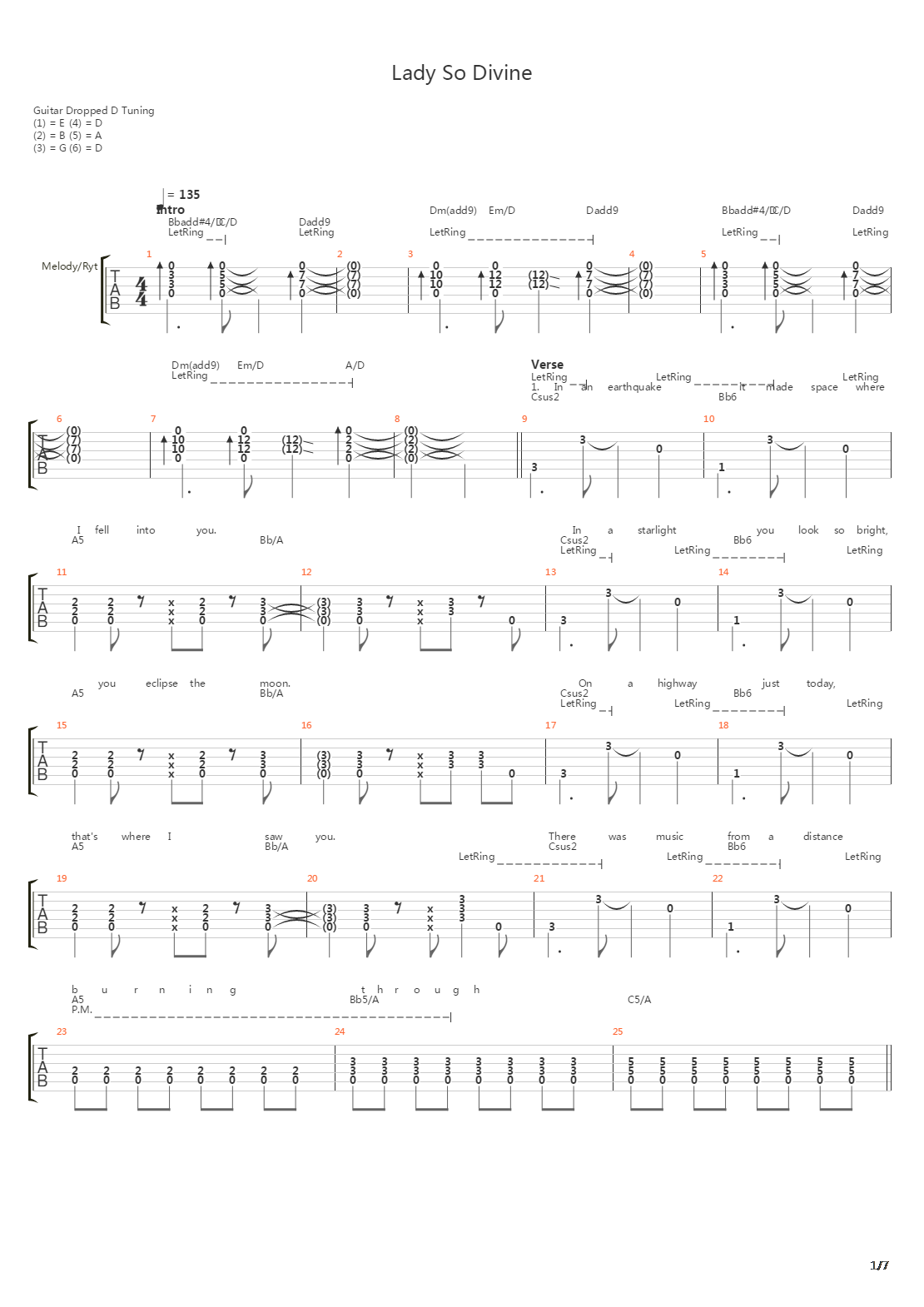 Lady So Divine吉他谱